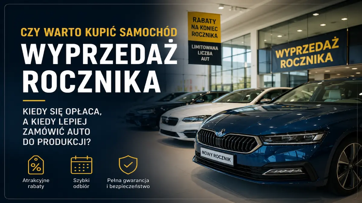 Wyprzedaż rocznika — nowy samochód na placu dealera